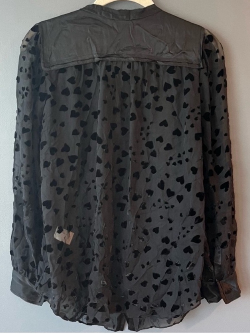 Rebecca Taylor Silk & Velvet Heart Button Down Shirt - Picture 4 of 8